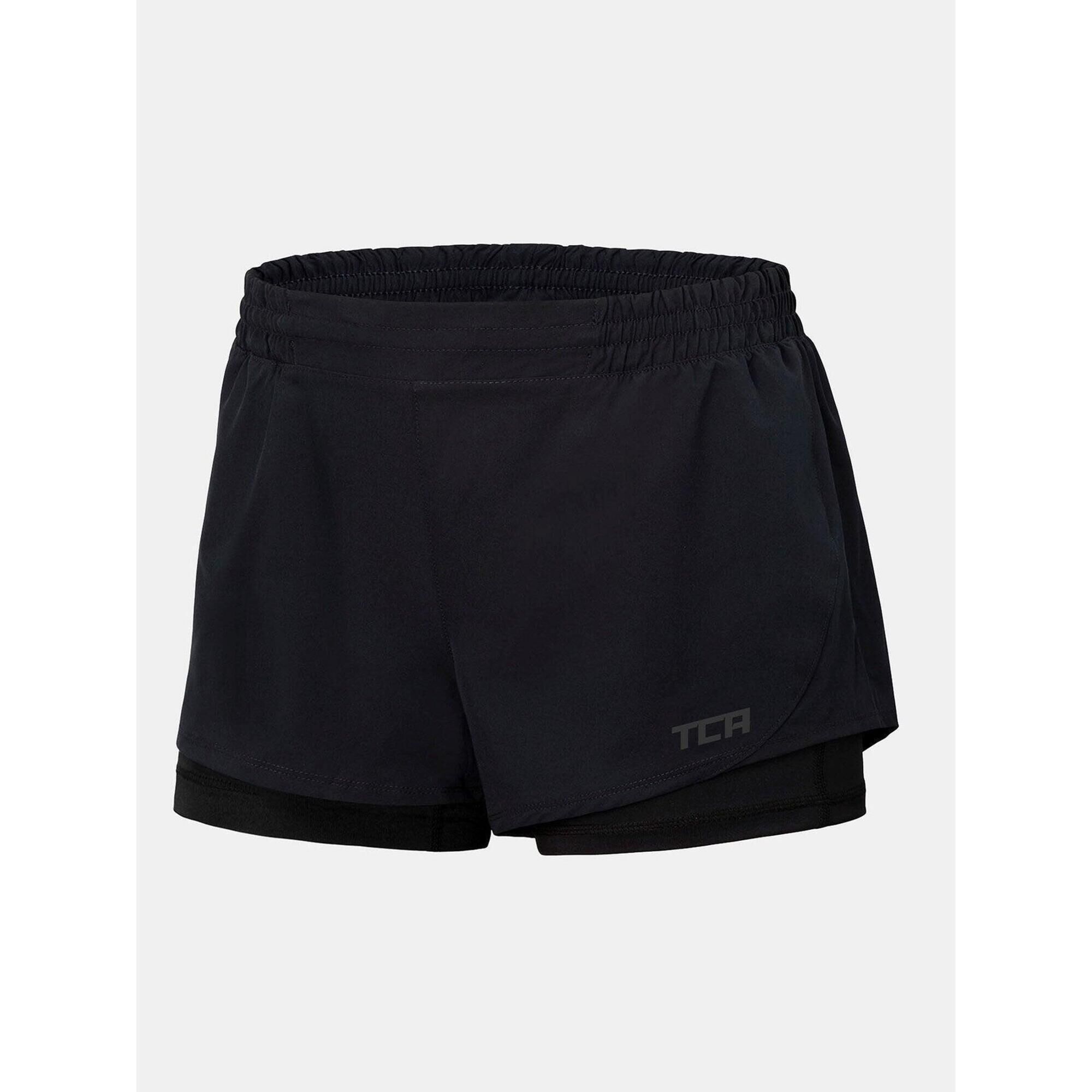 TCA Women’s Perform 2-in-1 Shorts with Zip Pocket - Anthracite