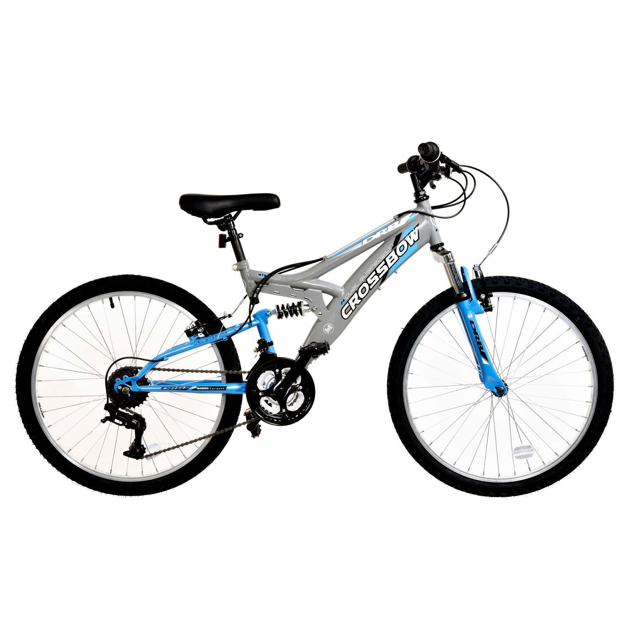 Dallingridge Crossbow Jr. Full Suspension Mountain Bike, 24In Wheel - Grey/Blue 1/3
