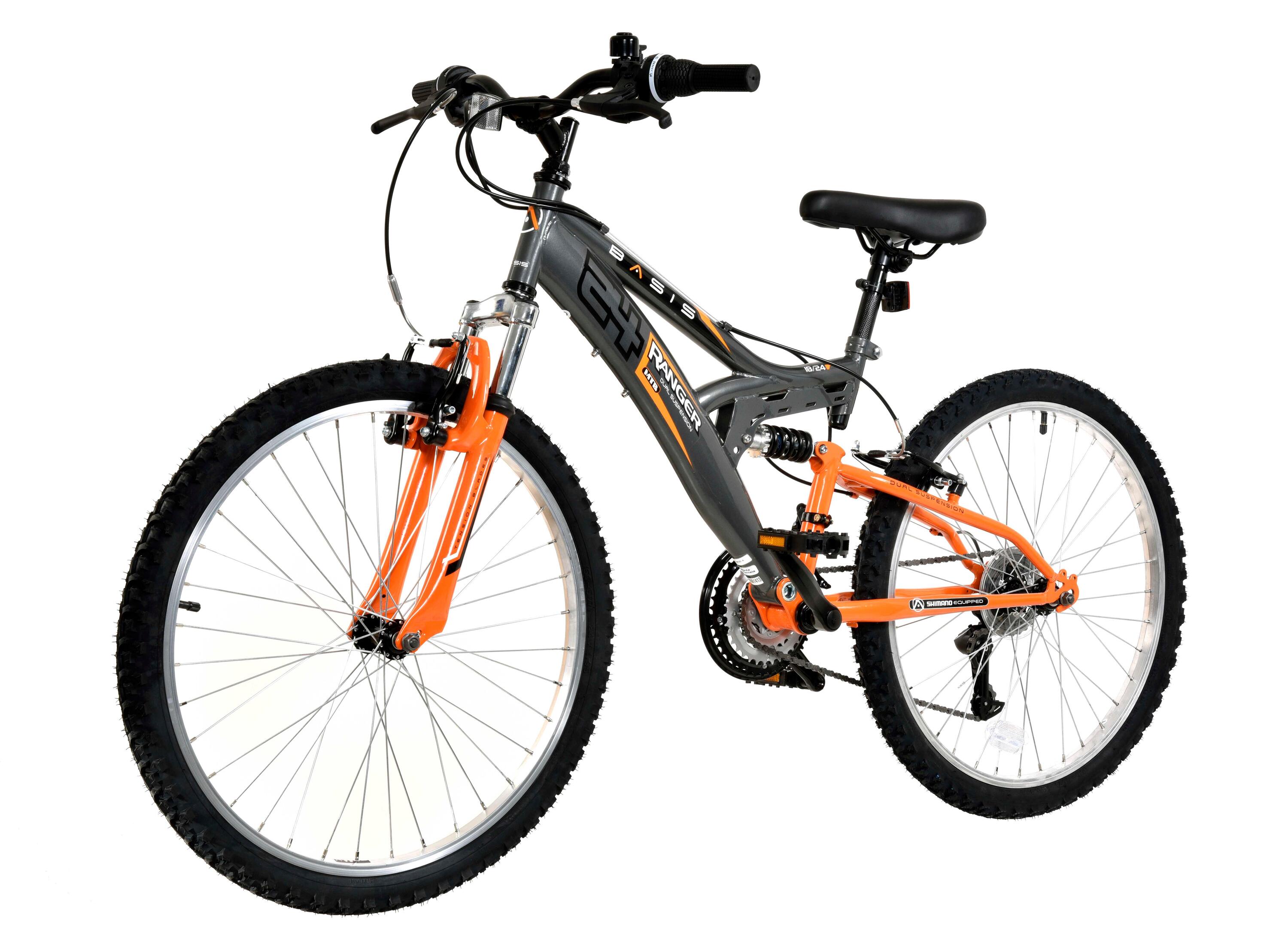 Basis Ranger Junior Full Suspension Mountain Bike, 24In Wheel - Grey/Orange 3/3