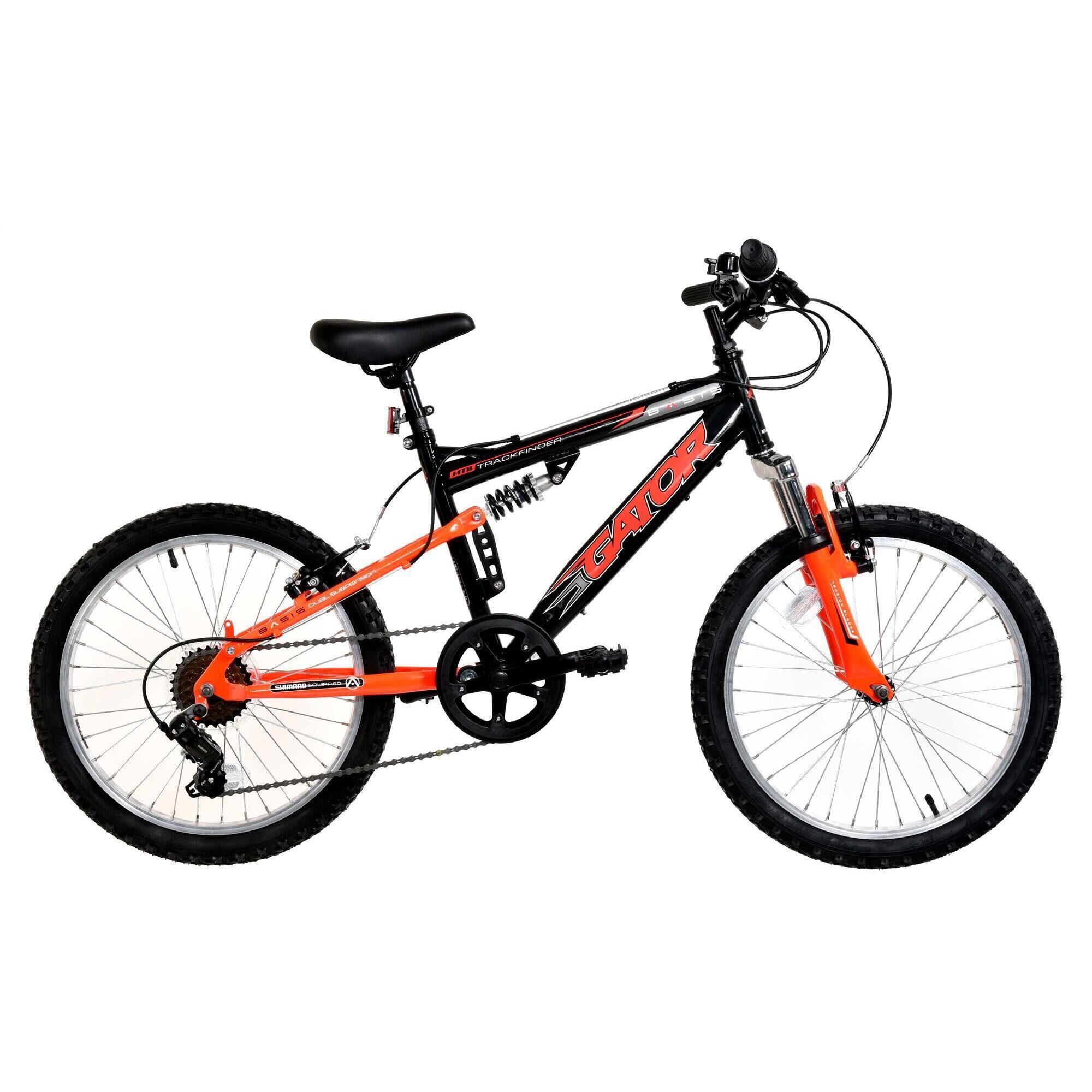 BASIS Basis Gator Junior Full Sus Mountain Bike, 20In Wheel - Gloss Black/Red