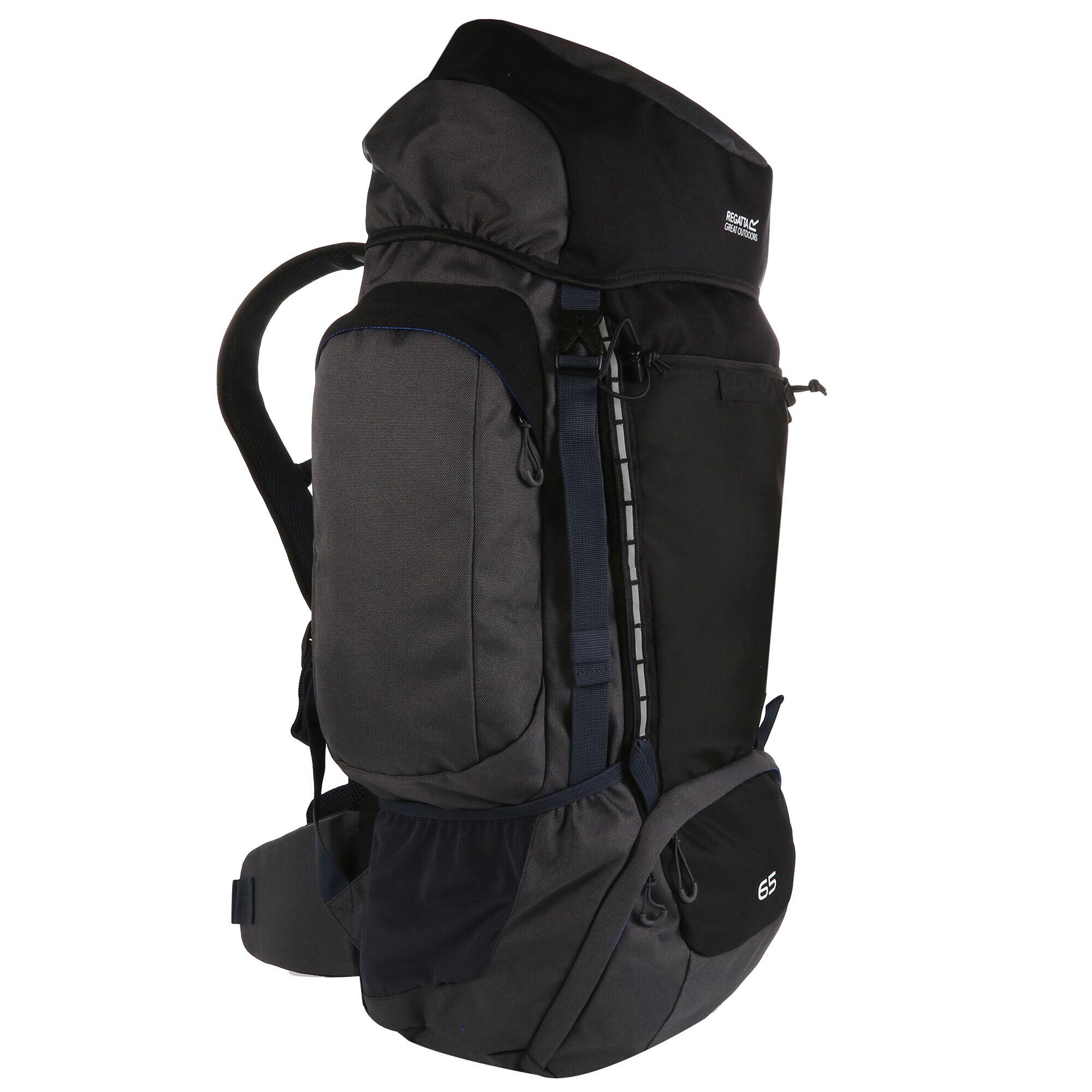 Highton 65L Adults' Unisex Hiking Rucksack - Black Ebony Grey 2/6