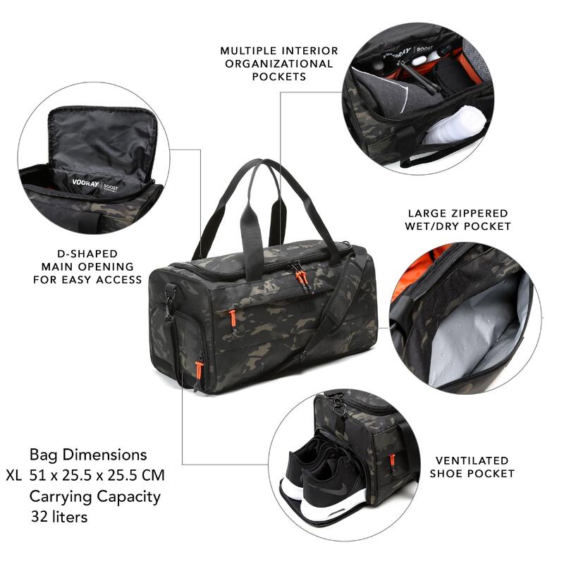 Boost XL-51 cm-32L-Sac de sport/voyage+compartiment à chaussures(Abstract Camo)