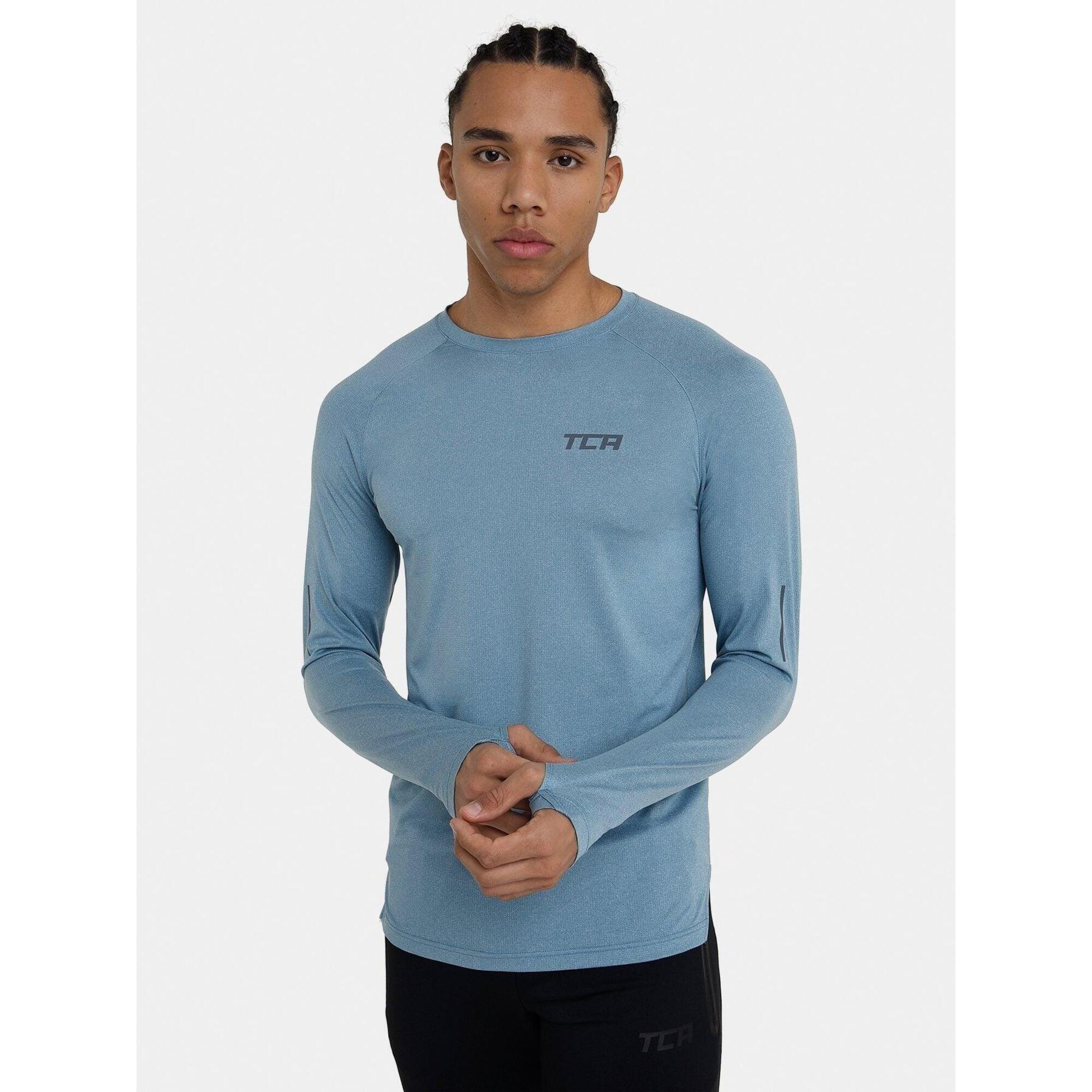 TCA Men's Sonic Long Sleeve Running T-Shirt - Steel Sky