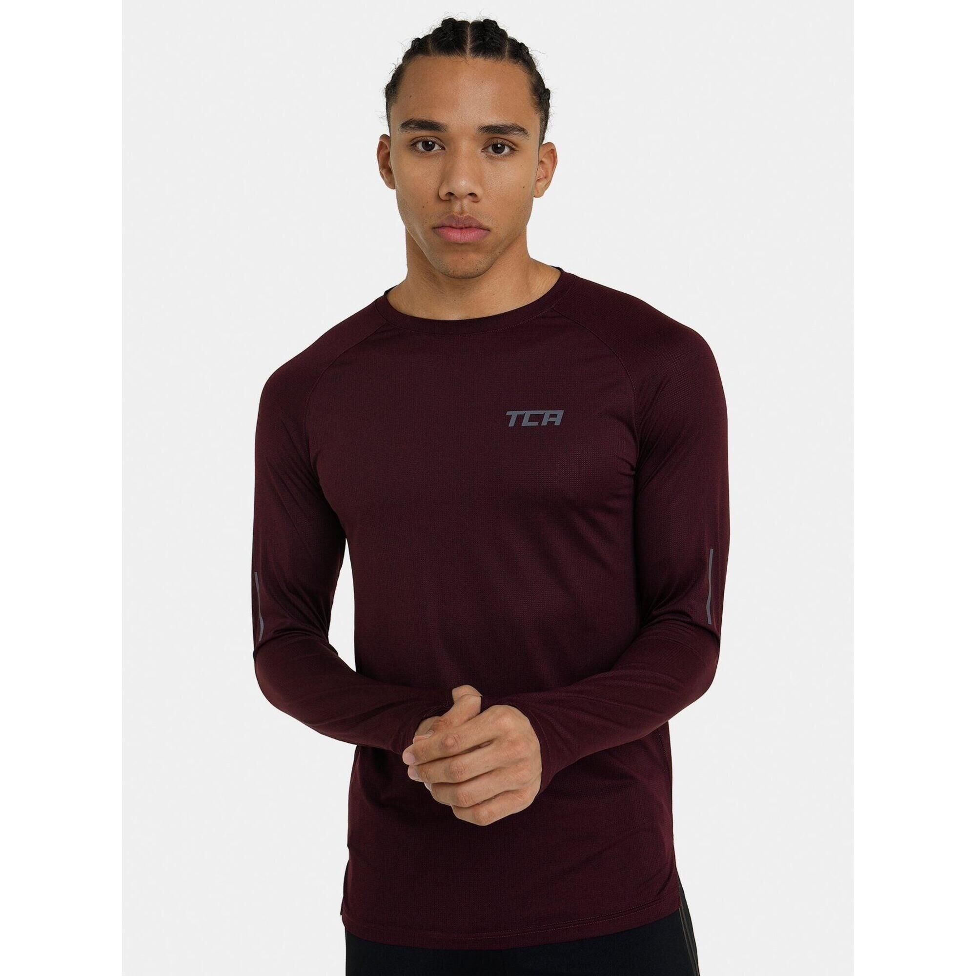 TCA Men's Sonic Long Sleeve Running T-Shirt - Ember Red