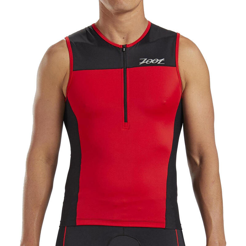 Camiseta Triatlon Sin mangas con cremallera Hombre ZOOT CARDINAL Rojo