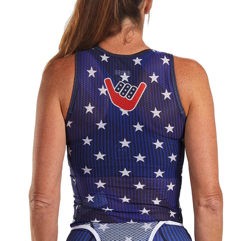 Camiseta interior Ciclismo sin mangas Mujer ZOOT LTD STARS&STRIPES Azul