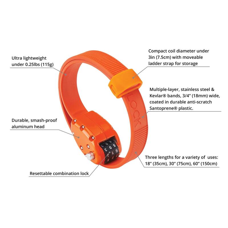 Fahrradschloss Stahl & Kevlar Zahlen-Fahrradschloss 152cm OTTOLOCK
