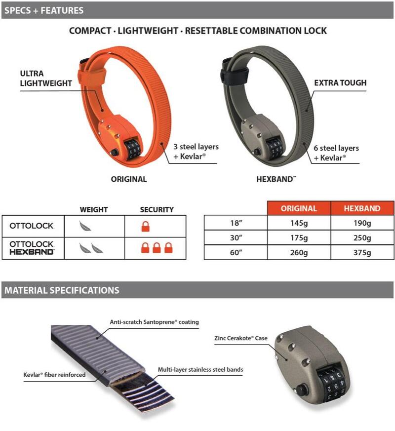 Cadenas de bicyclette HEXBAND : antivol de vélo en acier et Kevlar OTTOLOCK