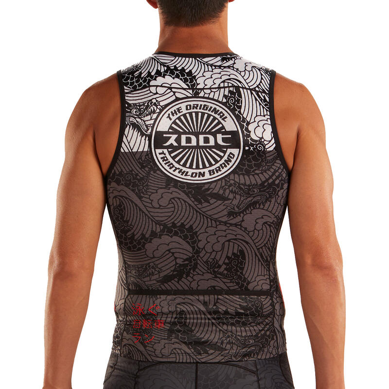 Camiseta Triatlon Sin mangas Hombre ZOOT Tokio Negro Estampada