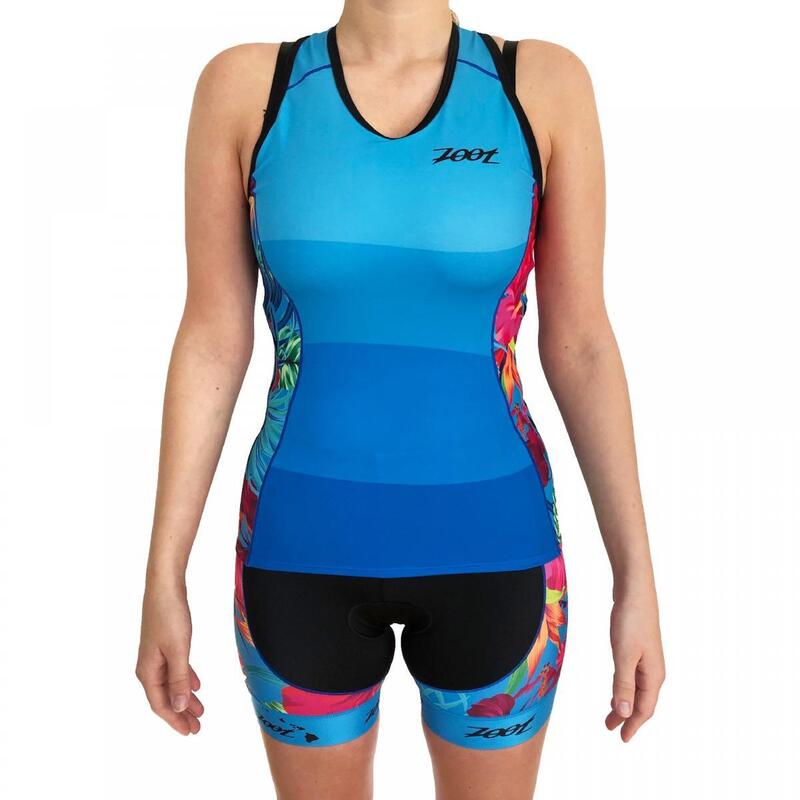 Camiseta Triatlon Sin mangas Mujer ZOOT RACERBACK  Azul