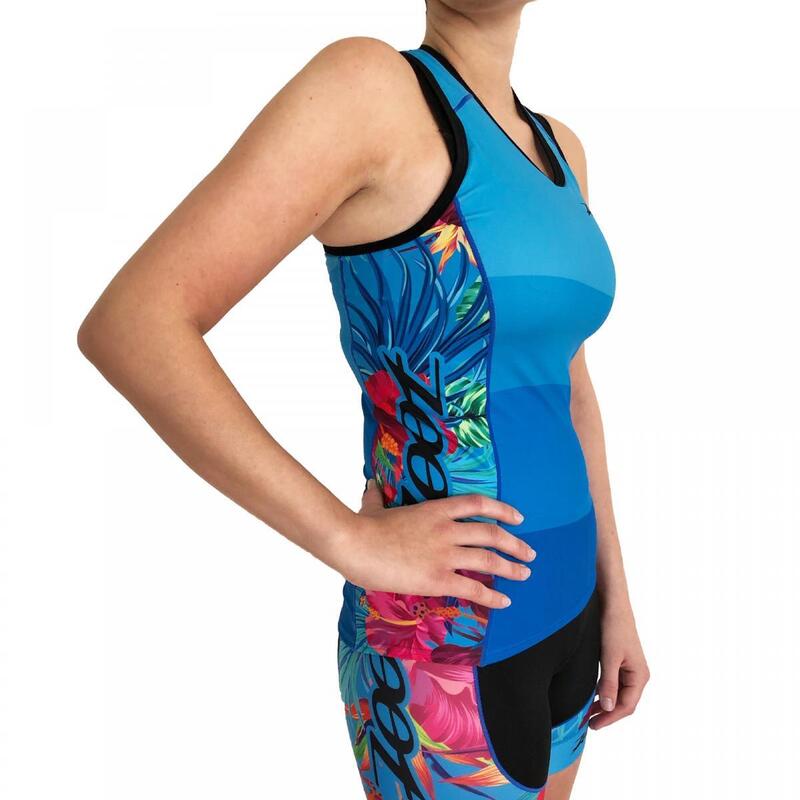 Camiseta Triatlon Sin mangas Mujer ZOOT RACERBACK  Azul