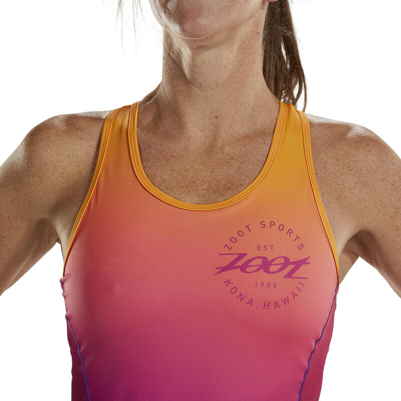 Camiseta Triatlon Sin mangas Mujer ZOOT RACERBACK Sunset Multicolor