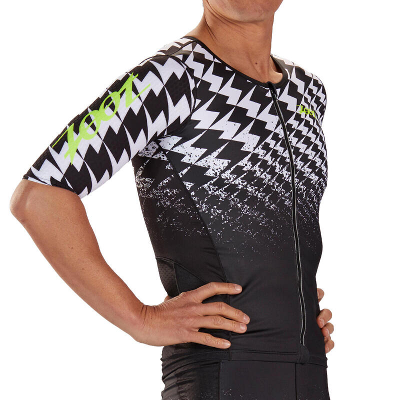 Maillot Triatlon Manga corta Hombre ZOOT ULTA AERO Negro Estampado