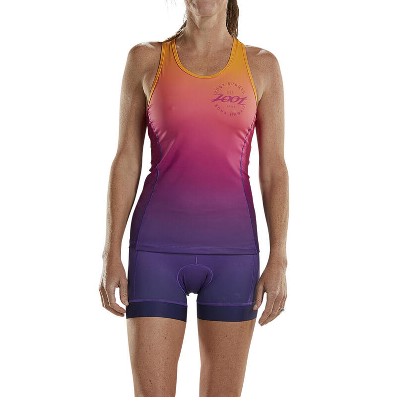 Camiseta Triatlon Sin mangas Mujer ZOOT RACERBACK Sunset Multicolor