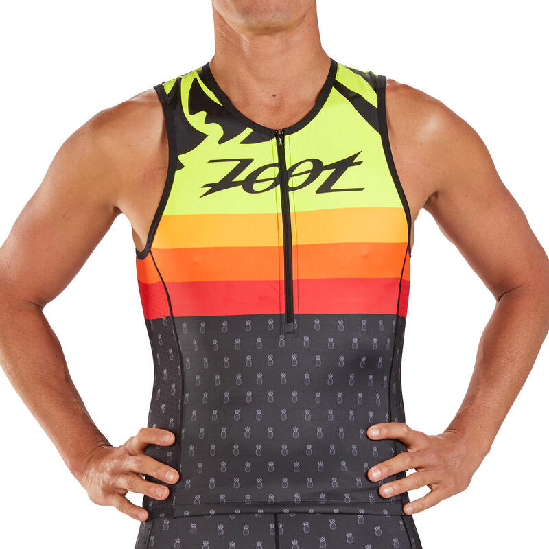 Camiseta Triatlon Sin mangas con cremallera Hombre ZOOT Ali'i Negro