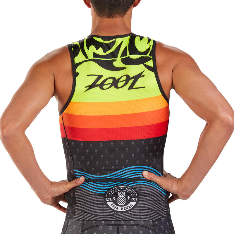 Camiseta Triatlon Sin mangas con cremallera Hombre ZOOT Ali'i Negro