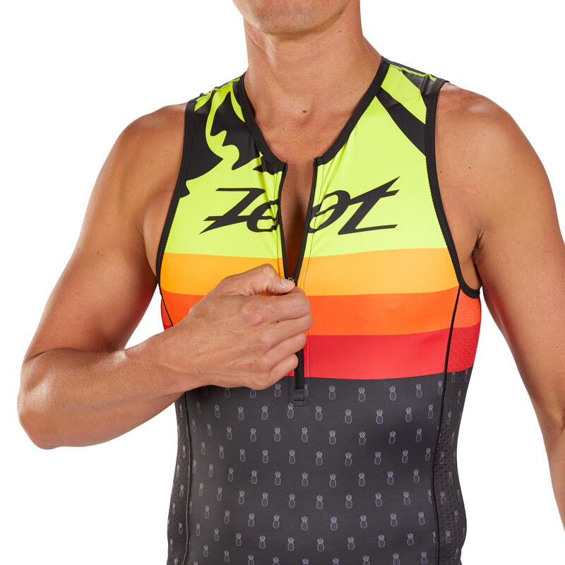 Camiseta Triatlon Sin mangas con cremallera Hombre ZOOT Ali'i Negro