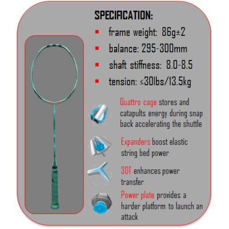 wucht P7  Ice Mint - 3U G5 Unstrung Badminton Racket with racket bag