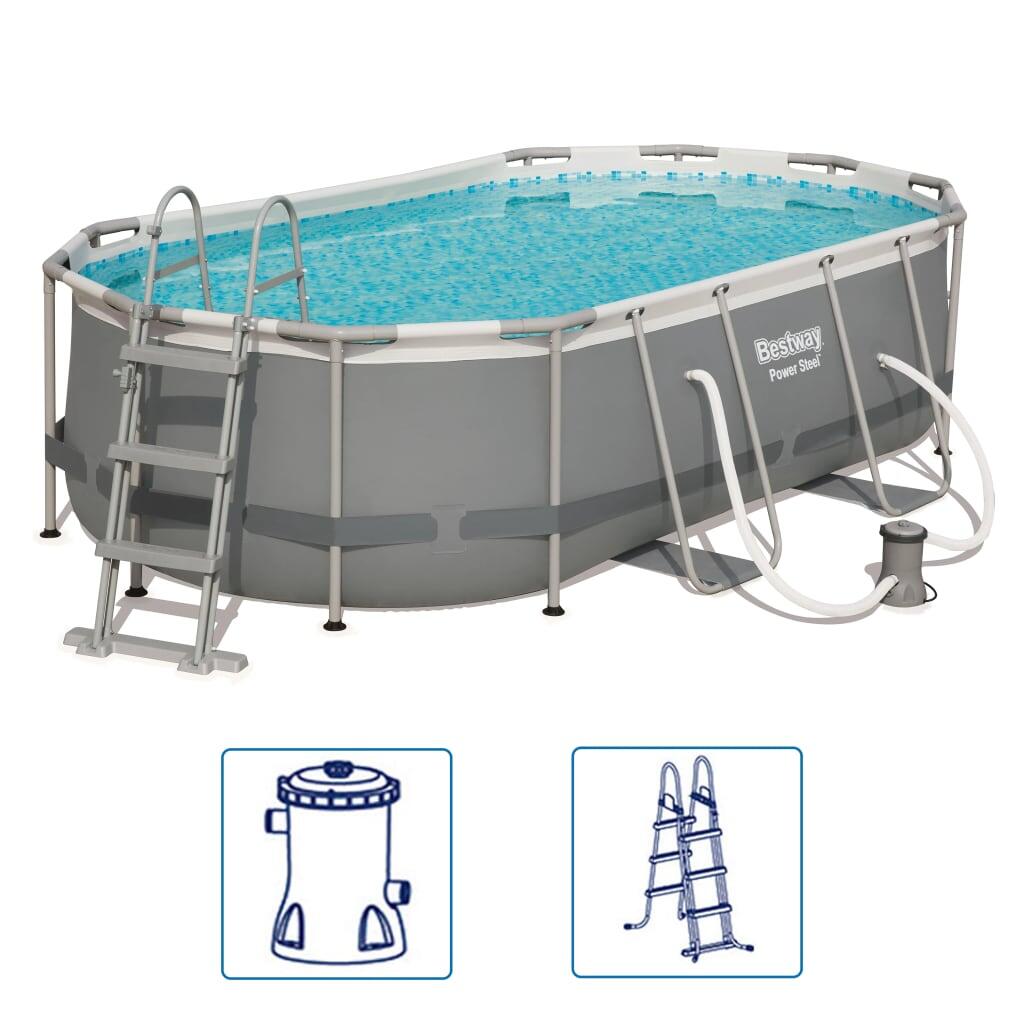 Bestway Zwembadset Power Steel ovaal 427x250x100 cm 56620 1/5