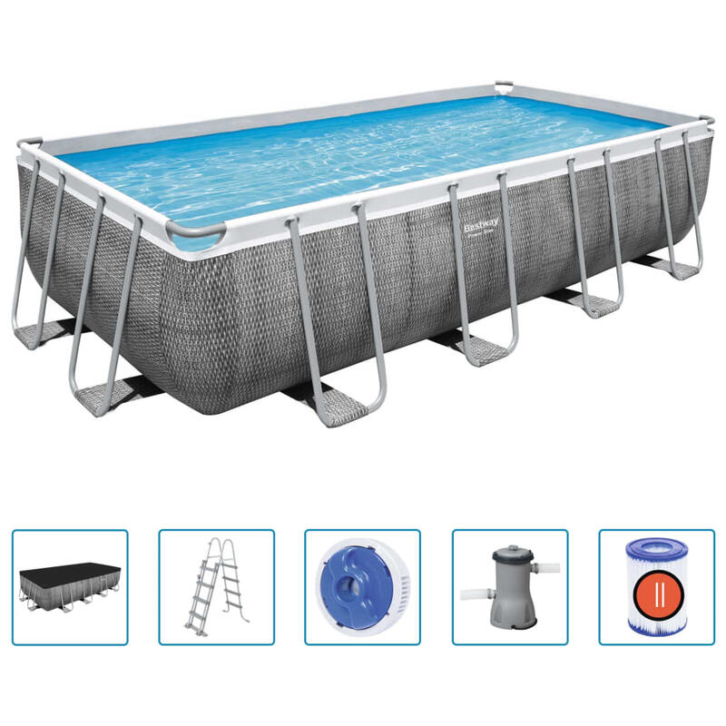 Bestway Ensemble de piscine Power Steel Rectangulaire 488x244x122 cm