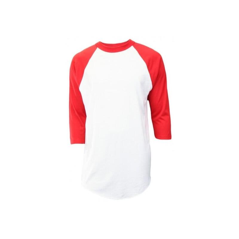 Béisbol - MLB - Camiseta de béisbol - Hombre - Manga 3/4 - Adulto (Rojo)