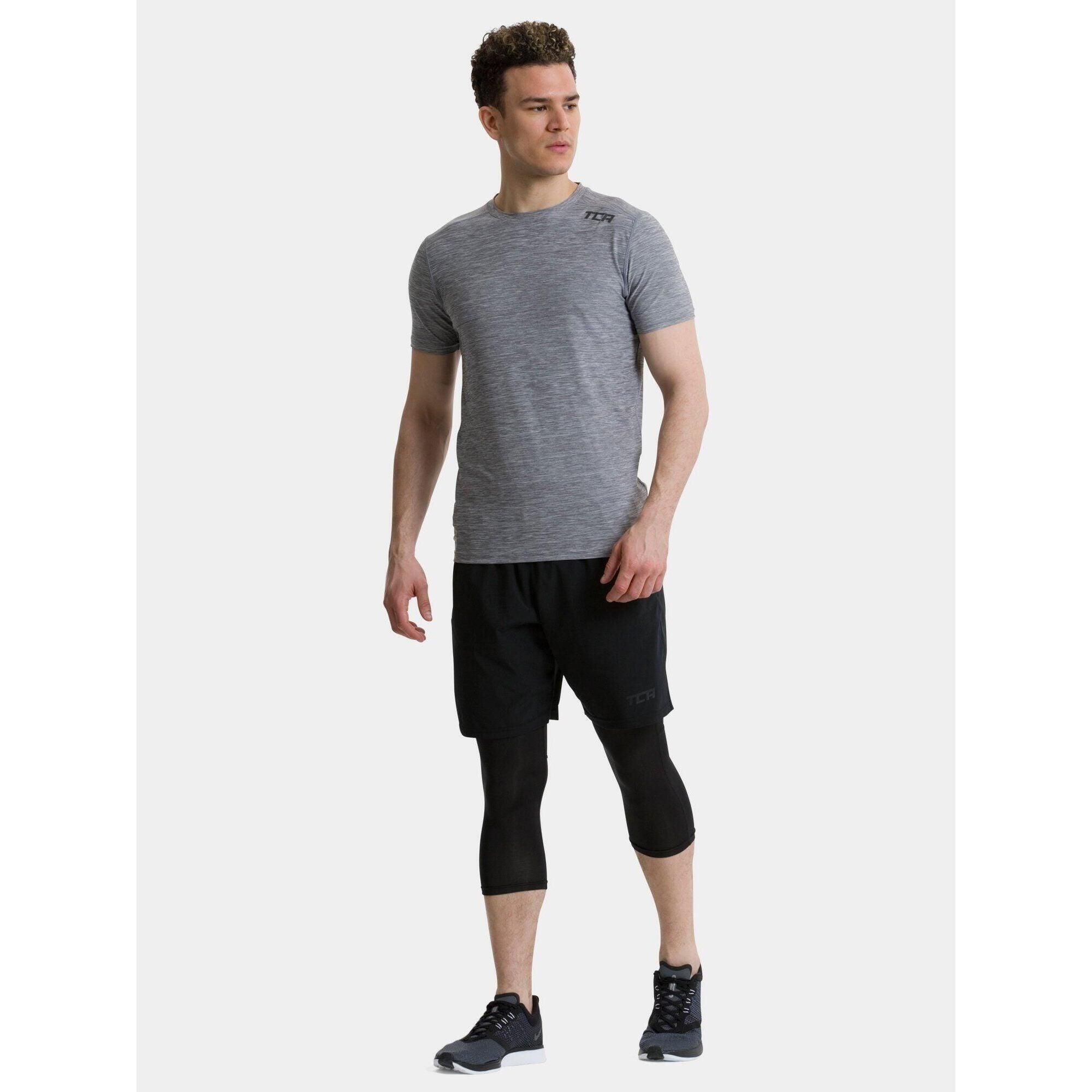 TCA Men’s Galaxy 4D-Stretch Running Gym T-Shirt - Cool Grey