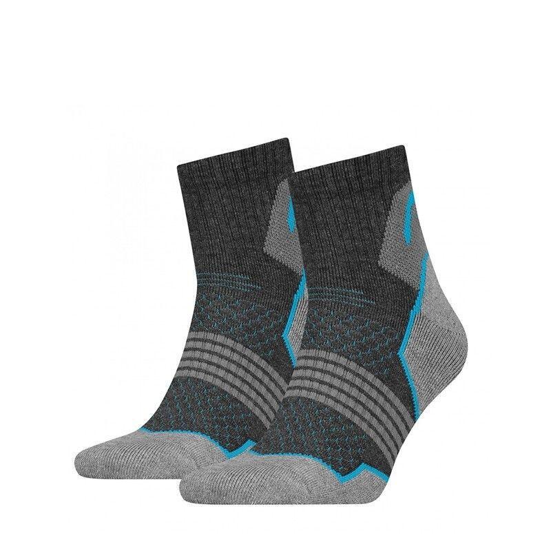 Lot de 2 paires de chaussettes de randonnée basses unisexes Grise/Bleu