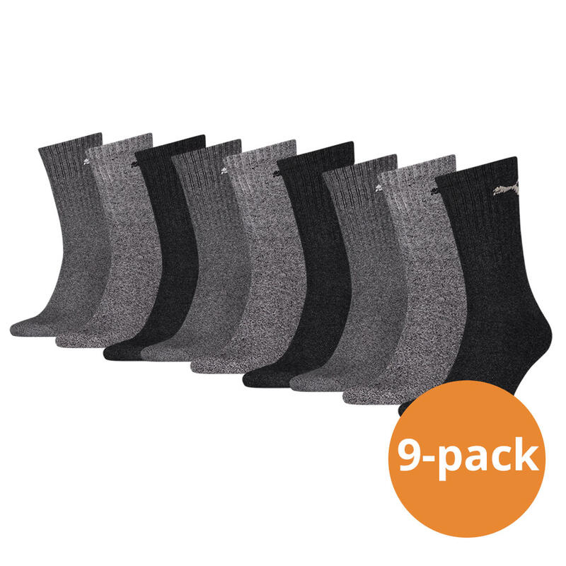 Chaussettes courtes unisexes PUMA Anthracite/Gris (lot de 9 paires)