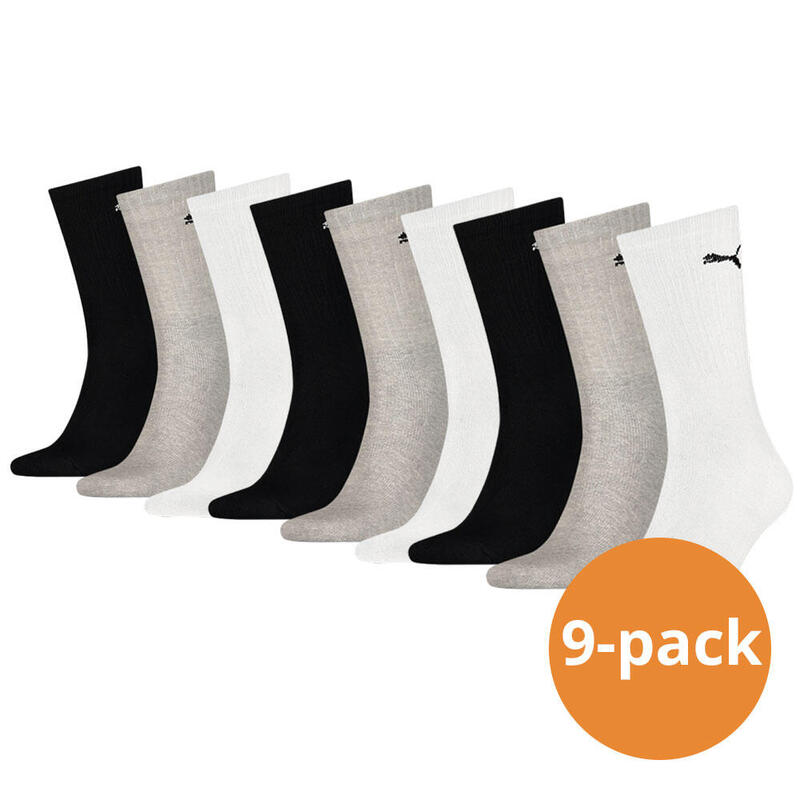 PUMA Crew-Socken Unisex Schwarz/Grau/Weiss (6er-Pack)