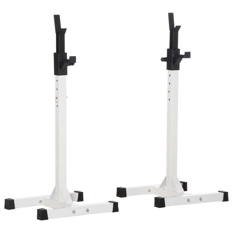 Suporte para Barra de Pesos com Altura Ajustável 52x48x105-160cm Branco