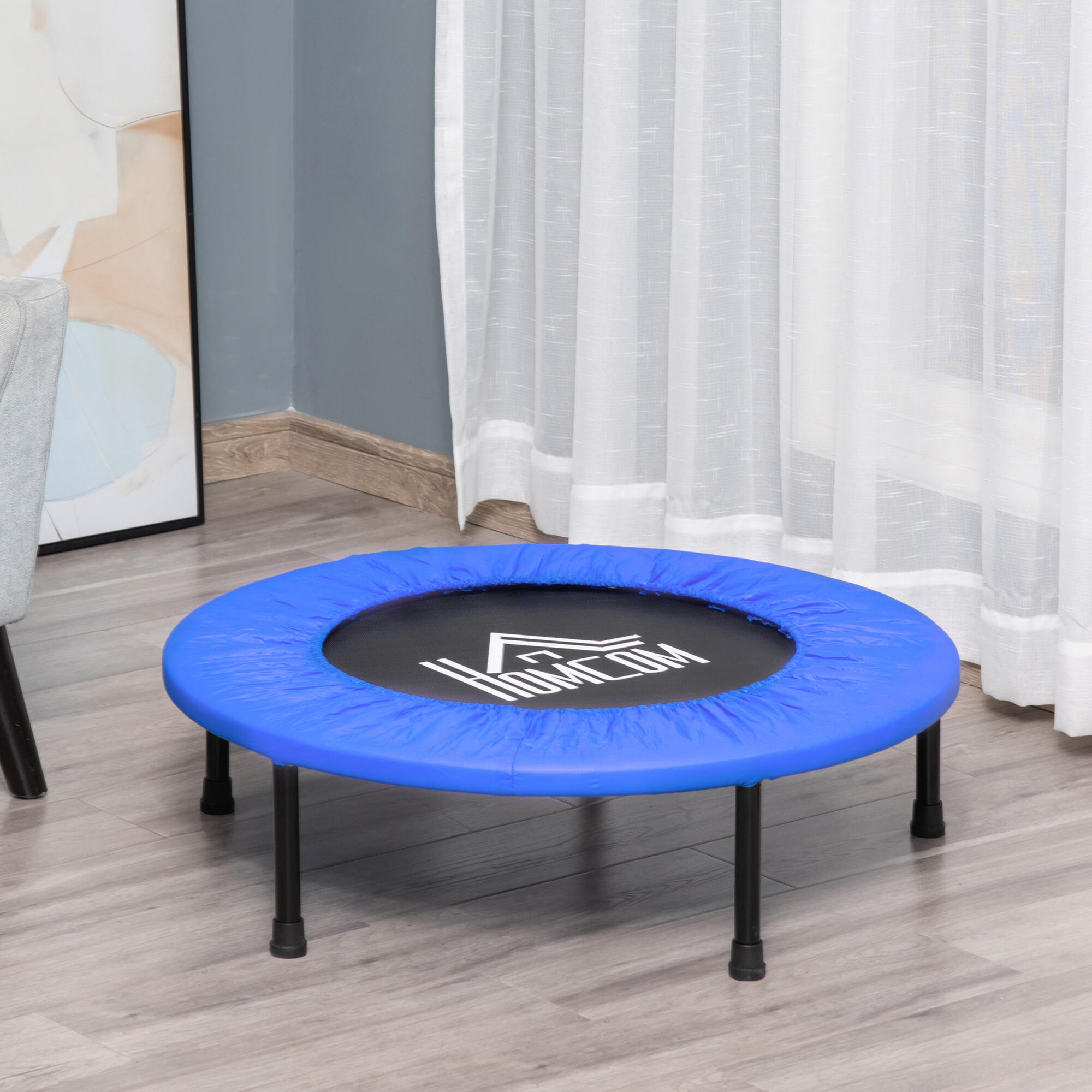 Trampolim Fitness 81x81x22.5 cm Azul HOMCOM 2/7