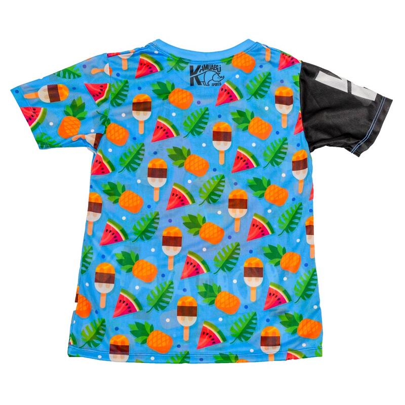 CAMISETA DE RUNNING #PINEAPPLE para HOMBRE - KAMUABU color AZUL 90grs