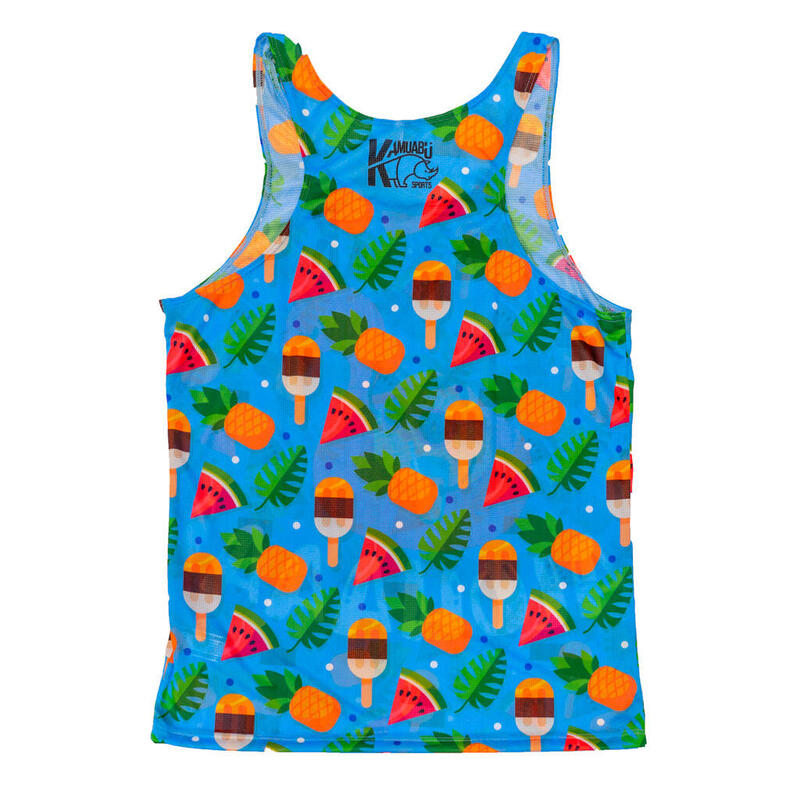 T-Shirt Running #Pineapple Da Uomo - Canotta Blu Kamuabu