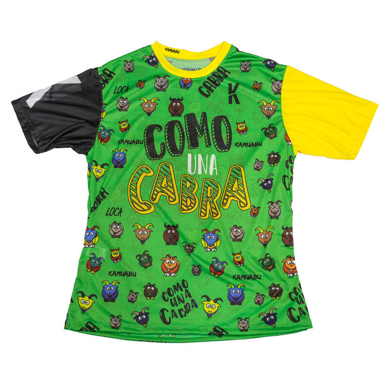 CAMISETA DE RUNNING #COMOUNACABRA para HOMBRE - KAMUABU color verde 90grs
