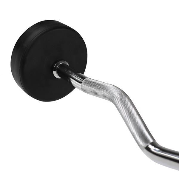 Curl barbell curl bar cu greutate fixă și acoperire din cauciuc gsl HMS