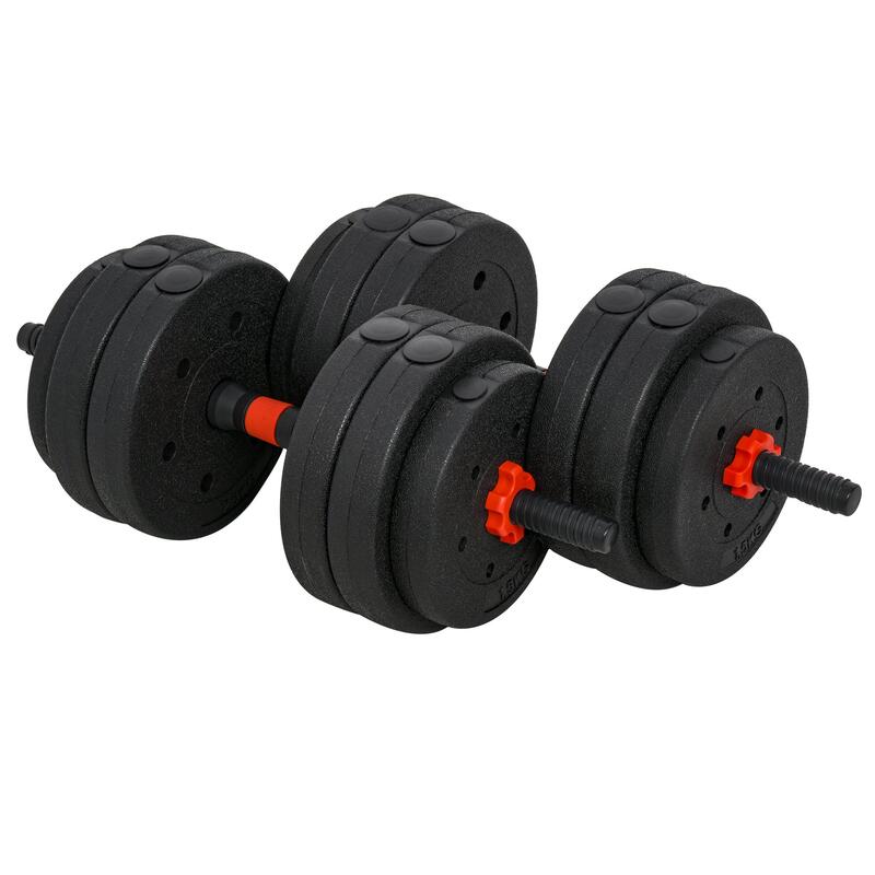 Juego de mancuernas HOMCOM negro Ø25x4 cm acero hdpe arena