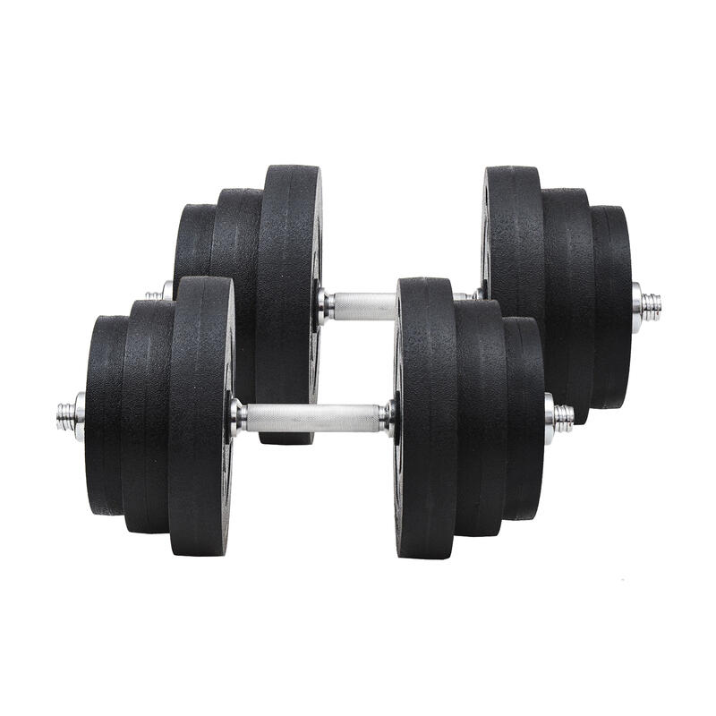 Juego de mancuernas HOMCOM negro 40KG ajustable Ø24,5x4,3 cm