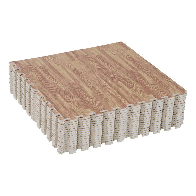 Alfombra puzle Homcom madera natural 60×60×1 cm goma y espuma y eva