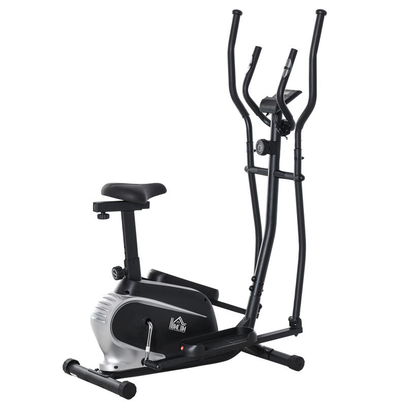 Bicicleta Elíptica Fitness HOMCOM Acero ABS 103x62x151 cm Negro