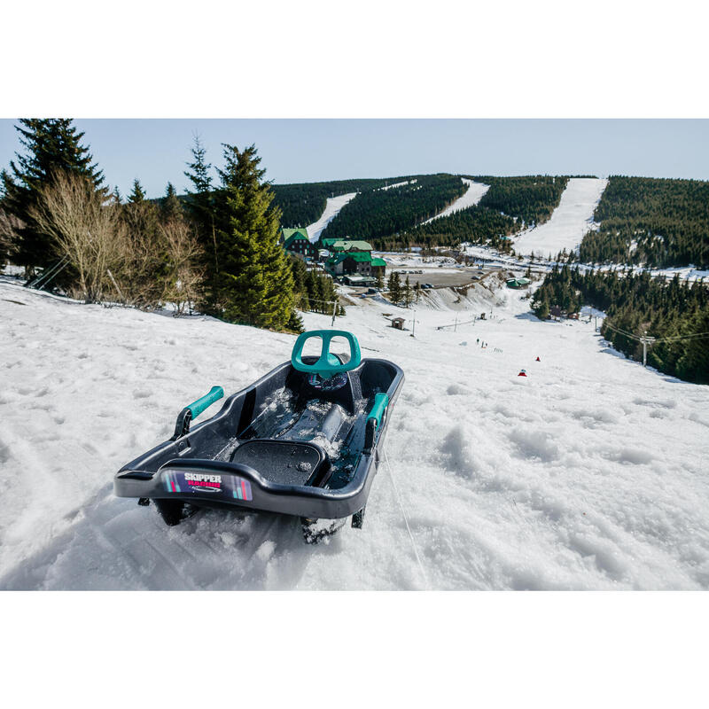 Luge avec volant pour enfant – Avec freins et corde pour tirer la luge