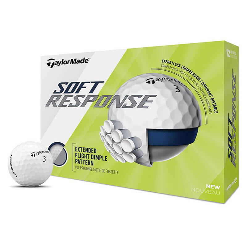 Boite de 12 Balles de Golf TaylorMade Soft Response Blanches