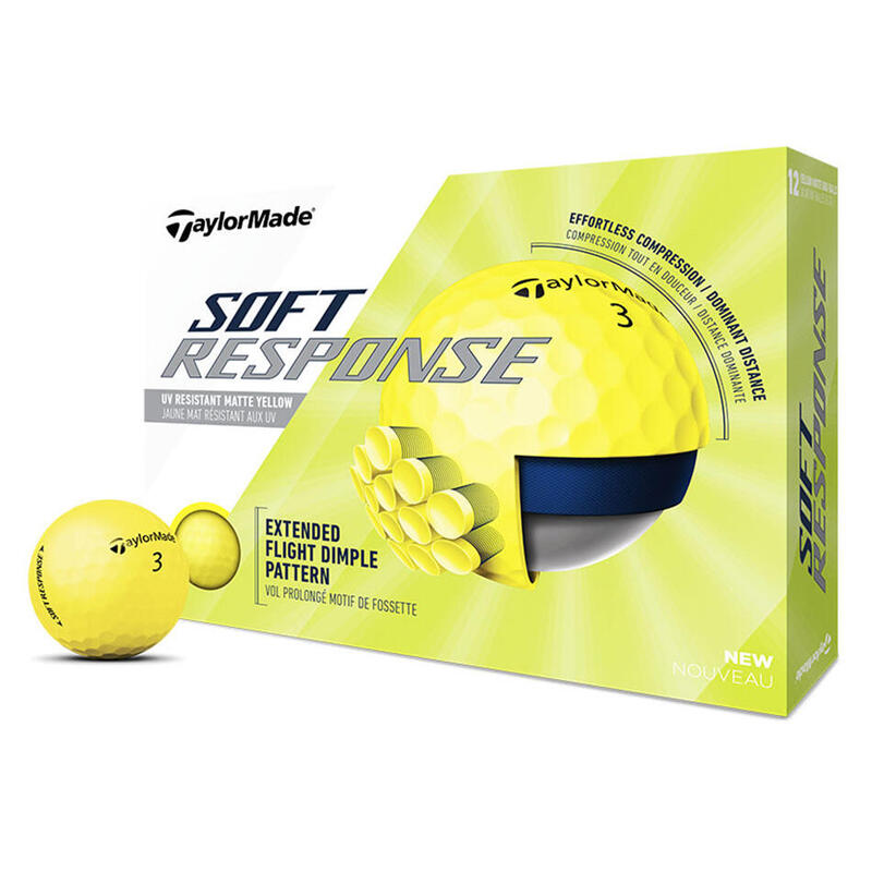 Boite de 12 Balles de Golf TaylorMade Soft Response Jaunes