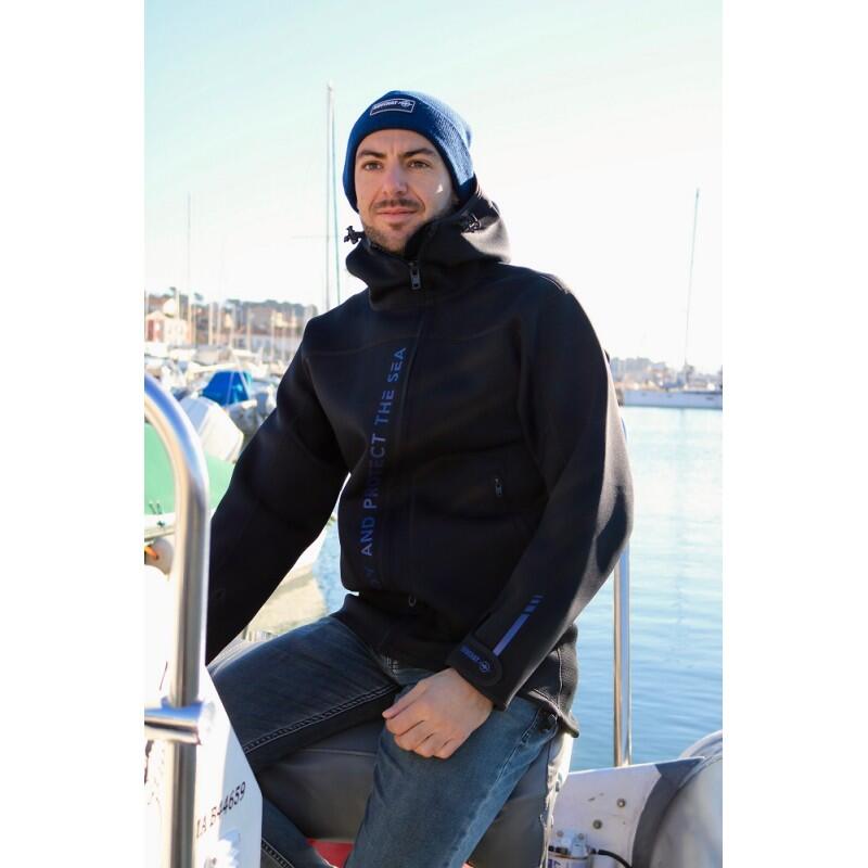 NEOPRENE HOODED JACKET - DEEP BLUE