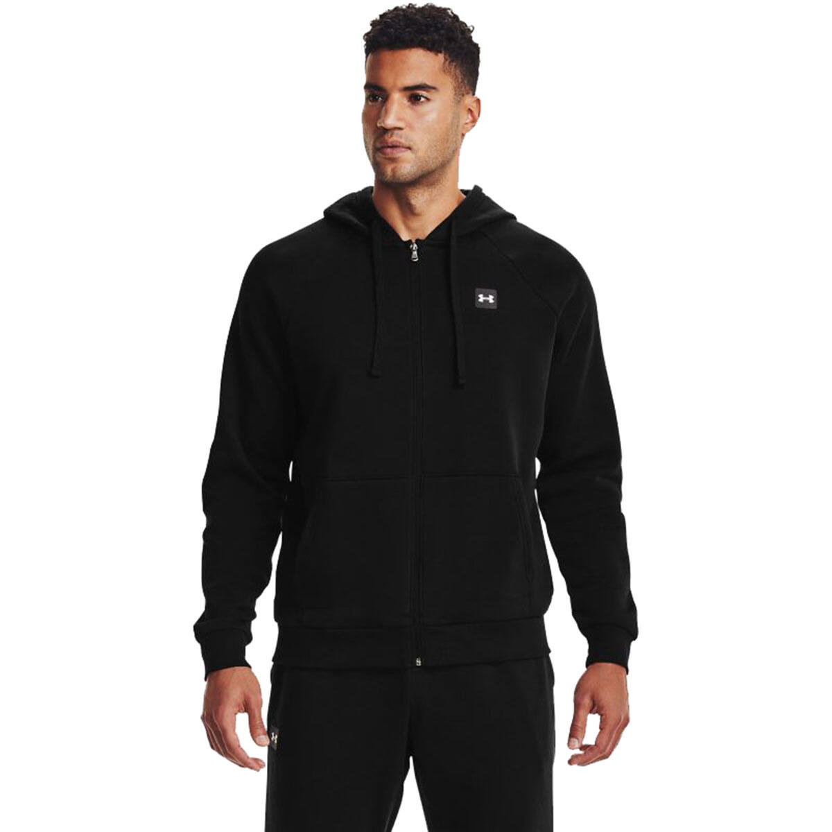 Mens Rival Fleece Full Zip Hoodie (Black/Onyx White) 2/4