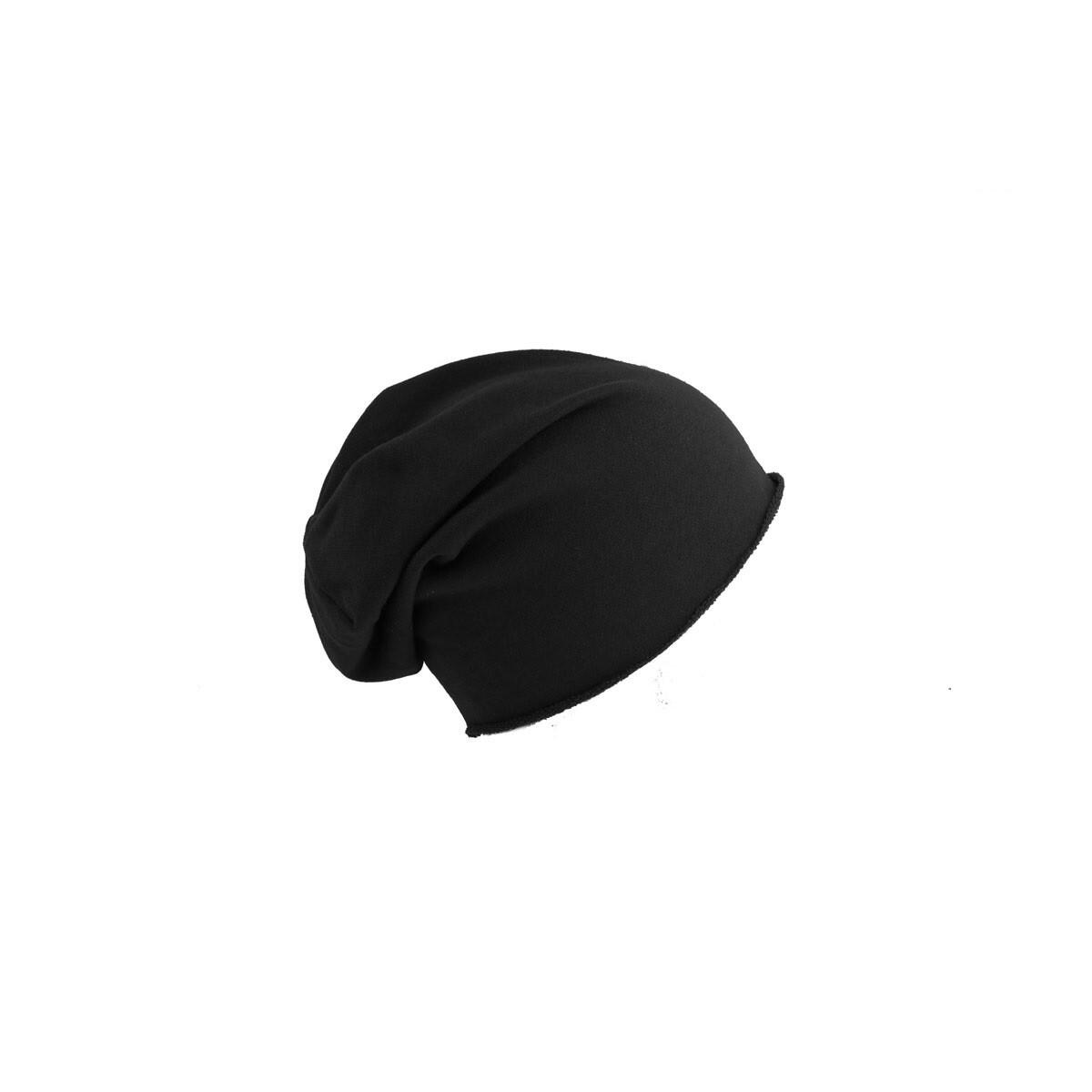 Brooklin Raw Edge Jersey Beanie (Black) 2/4