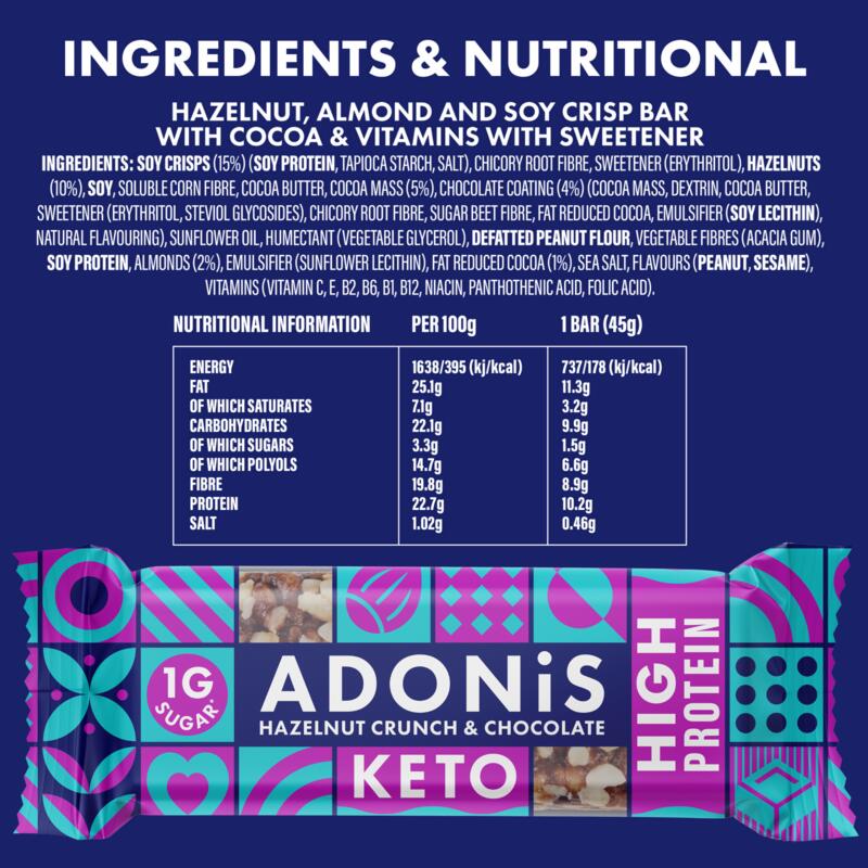 Keto High Protein Bar 45g Adonis (lot de 16)