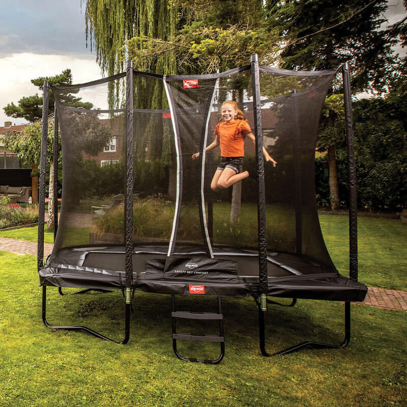 BERG trampoline rechthoekig Favorit Regular zwart 410 cm met veiligheidsnet