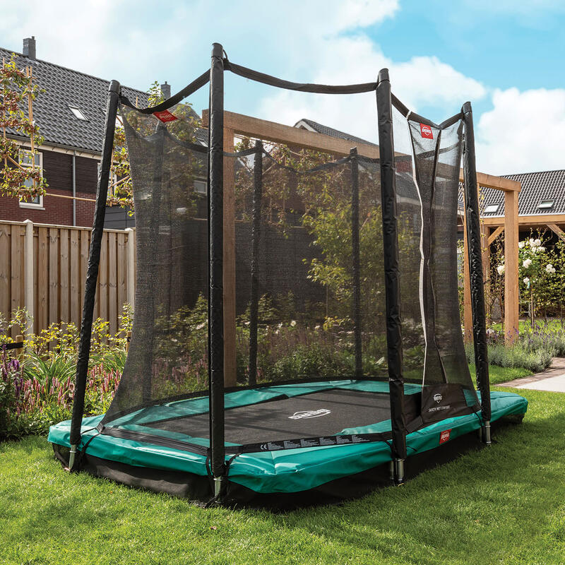 BERG inground Trampolin rechteckig Favorit grau 410 cm mit Sicherheitsnetz