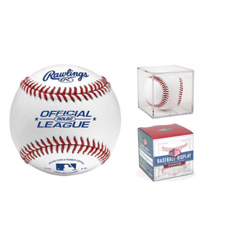 Balle de baseball + boîte transparente - Cuir - ROLB2 - Taille officielle