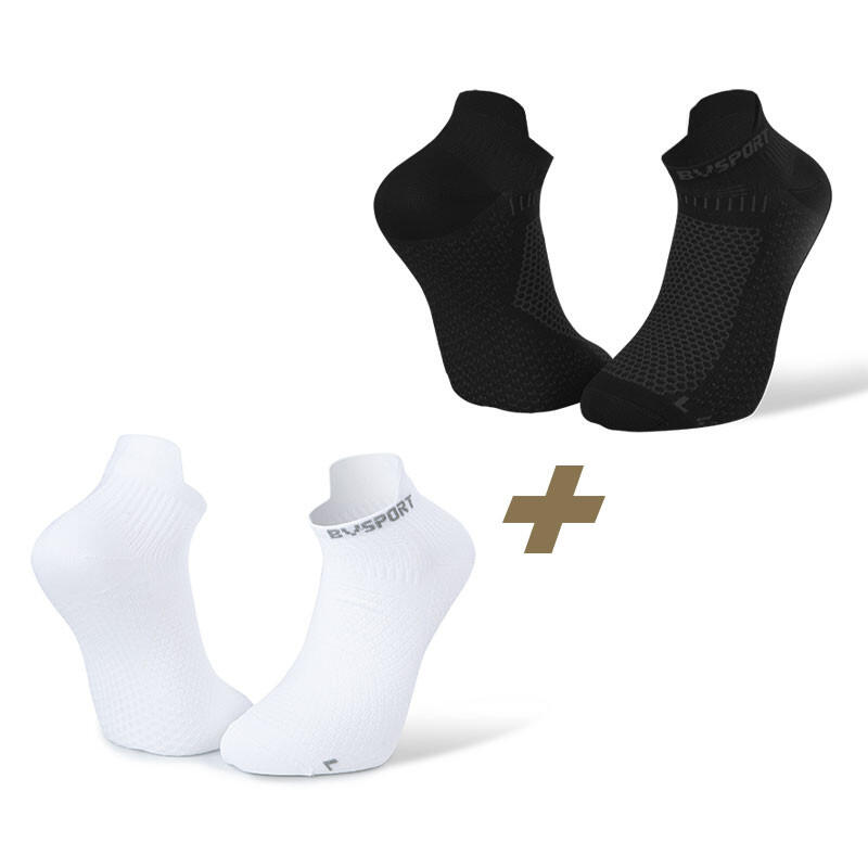 Pack x2 | Socquettes ultra-courtes running Light 3D noir/blanc